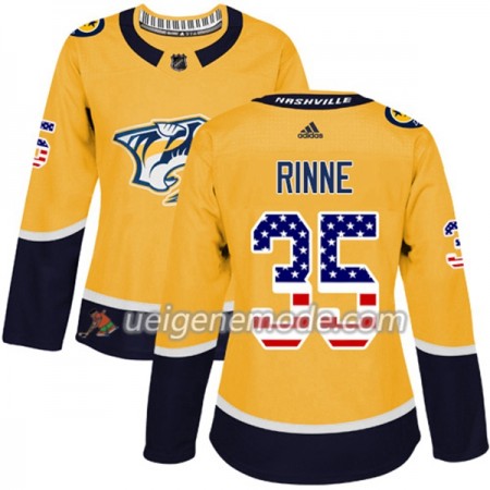 Dame Eishockey Nashville Predators Trikot Pekka Rinne 35 Adidas 2017-2018 Gold USA Flag Fashion Authentic